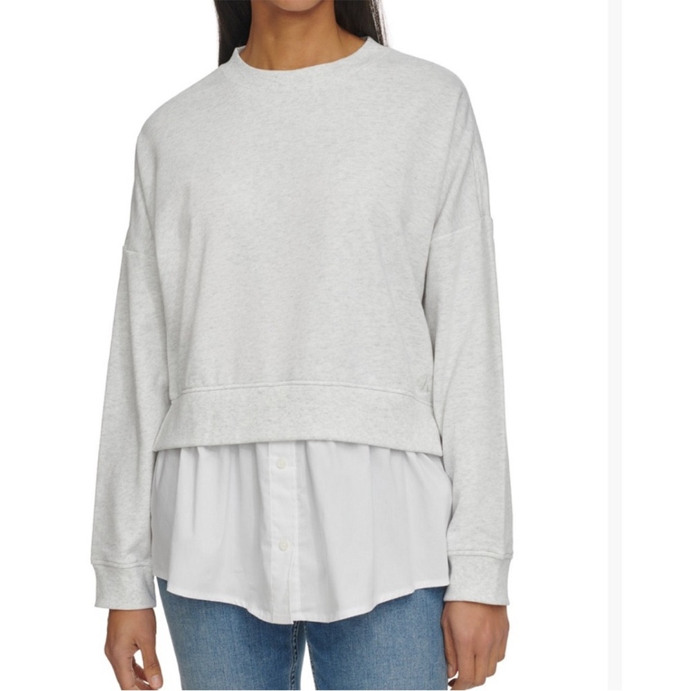 EUC Calvin Klein Jeans Light Gray Layered Twofer XL Sweatshirt